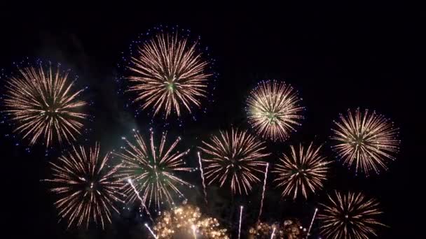 Gran Final Dramático Colorido Espectáculo Fuegos Artificiales — Vídeos de Stock