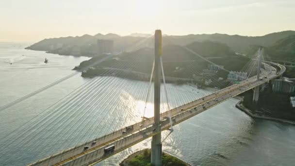 Ting Kau Köprüsü Nden Geçen Arabalar Tsing Hong Kong Gün — Stok video