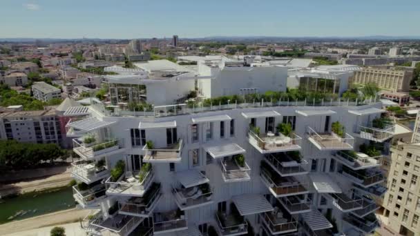 Vackra Lyxiga Lägenhetsbyggnader Montpellier Frankrike — Stockvideo