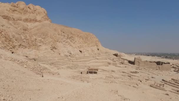 Zříceniny Deir Medina Také Známý Jako Dayr Madnah Starověké Egyptské — Stock video