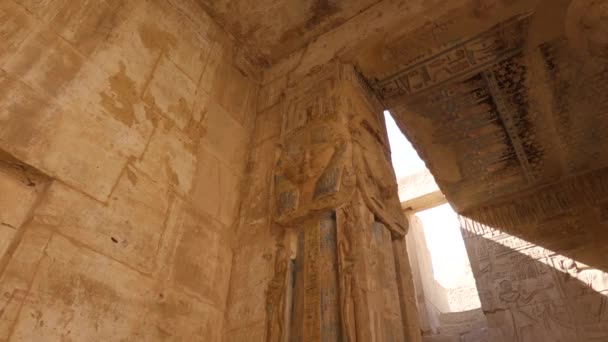 Interiores Decorados Tallados Deir Medina Luxor Egipto — Vídeo de stock