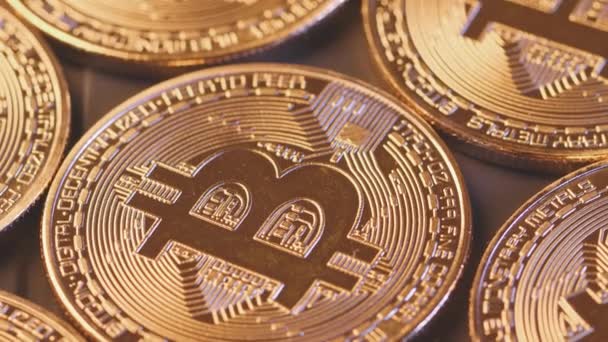 Bitcoin Περιστροφή Όμορφη Παρουσίαση Κρυπτονομισμάτων Bitcoin — Αρχείο Βίντεο