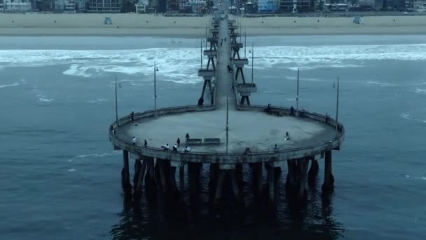 Drohnenaufnahme Von Der Küste Venice Beach Kalifornien Stadtansicht Mit Dem — Stockvideo