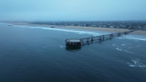 Aerial Drone View Shoreline Venice Beach California City View Blue — Stock Video