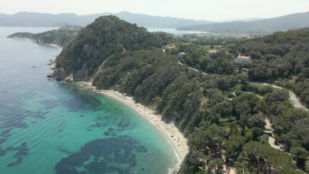 Eiland Elba Italië Middellandse Zee Luchtfoto Van Het Strand Met — Stockvideo
