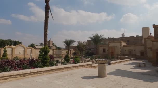 Buitenshuis Uitzicht Coptic Cairo Egypte Panning Schot — Stockvideo