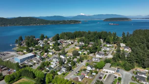Drone Vista Habitação Anacortes Bem Lado Oceano — Vídeo de Stock