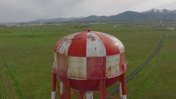 Aerial Close Top Water Tower West Valley City Utah — Stock video