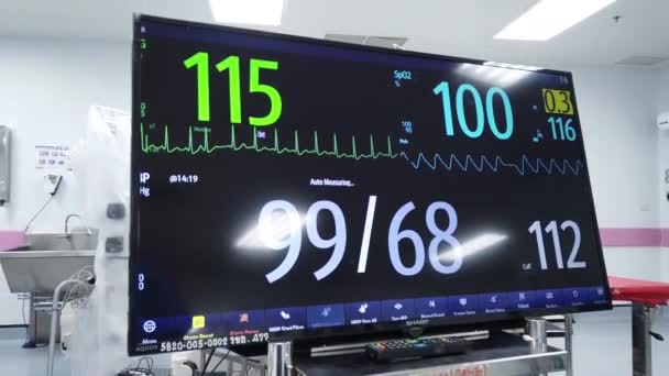 Pantalla Digital Mostrar Ritmo Cardíaco Presión Arterial Sin Personas — Vídeo de stock