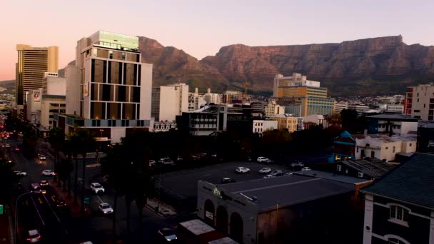 Table Mountain Néz Nyüzsgő Fokváros Arany Óra Magas Kilátás — Stock videók