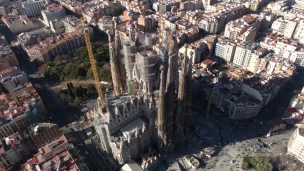 Sagrada Aile Katedrali Nin Muhteşem Manzarası Gaudi Mimarlık Barselona Spanya — Stok video