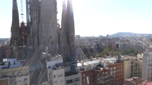 Sunny Day Sagrada Familia Barselona Spanya — Stok video