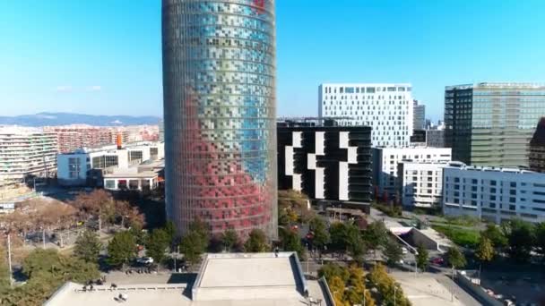 Barcelona Agbar Tower Aerial View — стокове відео