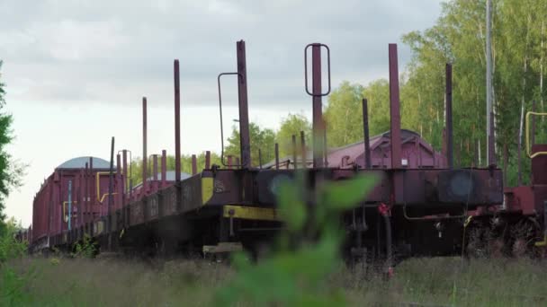 Velhos Vagões Vias Férreas Abandonadas Transportes Ferroviários — Vídeo de Stock