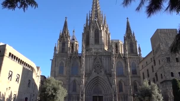 Gamla Katedralen Barcelona Spanien — Stockvideo