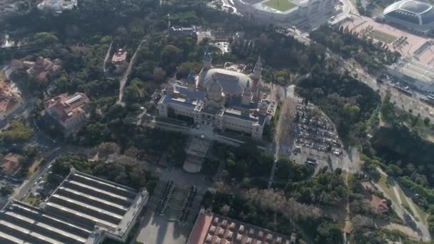 Vlieg Boven Barcelona Museum Nacional Art Catalunya Spanje — Stockvideo