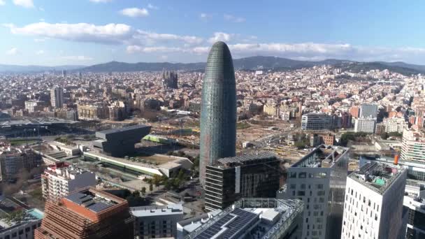 Вид Воздуха Башню Агбар Город Барселона — стоковое видео