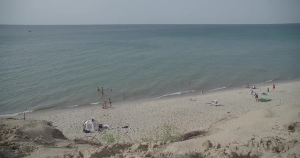 Szeroki Dzień Zewnątrz Jeziora Michigan Plaży — Wideo stockowe