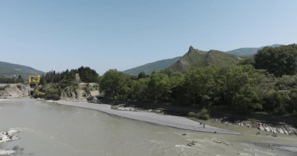 Pessoas Pegando Peixes Rio Mtkvari Perto Barragem Mtskheta Mtianeti Geórgia — Vídeo de Stock