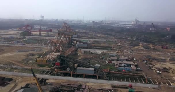 Ongoing Development Paradip Port Orisha India Cloudy Day Revolving Aerial — Stock Video