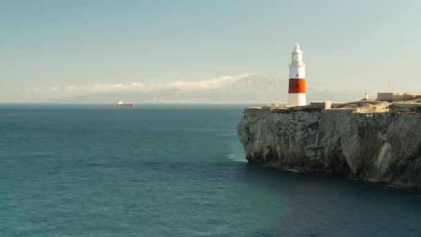 Leuchtturm Europa Point Llanito Gibraltar Leuchtturm Trinity Europa Point Breit — Stockvideo