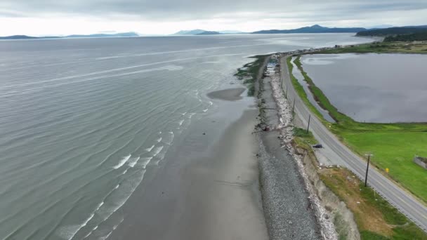 Vista Aerea West Beach Road Whidbey Island Con Vista Oceano — Video Stock