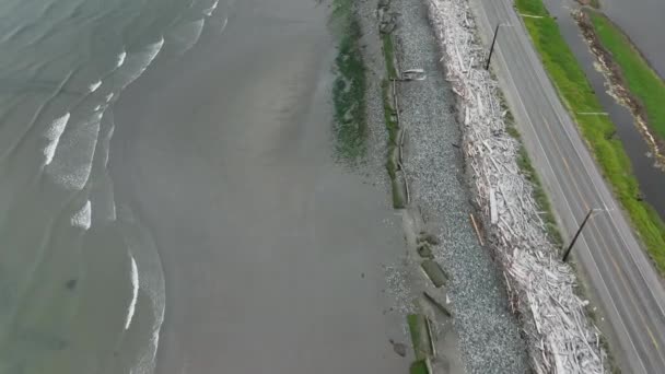ウィドビー島の西海岸の海岸線の空中トップダウン — ストック動画