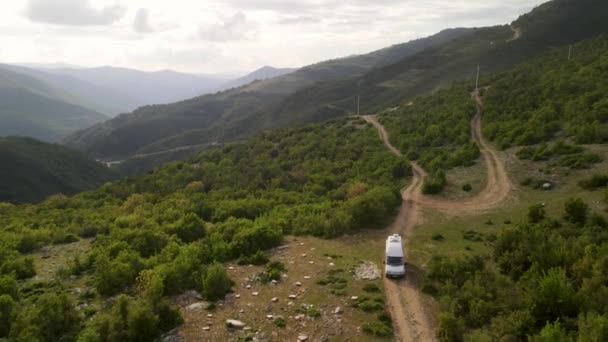 Unpaved Road Holidays Exploration Concept Albania Aerial View — Stock Video