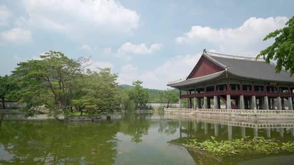 Pavilhão Gyeonghoeru Vista Verão Durante Dia — Vídeo de Stock