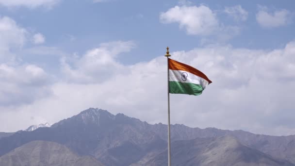 Bandeira Nacional Índia Memorial Guerra Leh Índia Ampla — Vídeo de Stock