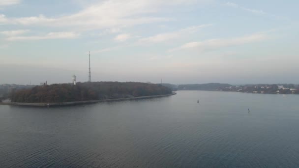 Uitzicht Vanuit Lucht Open Water Marinestad Karlskrona Zweden Met Kleine — Stockvideo