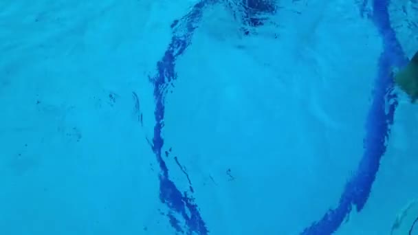 Perspektive Von Oben Befestigung Eines Flexiblen Blauen Saugschlauchs Einer Unterwasser — Stockvideo