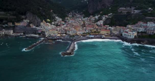 Vue Aérienne Établissement Ville Amalfitaine Belle Italie Destination Voyage — Video
