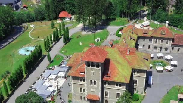 Cantacuzino Slott Drönare Antenn — Stockvideo