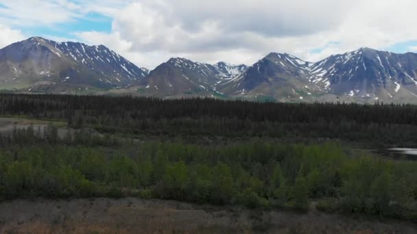 Drone Video Mountain Peaks Granite Creek Denali National Park Alaska — стокове відео
