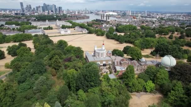 Royal Observatory Greenwich Λονδίνο Ηνωμένο Βασίλειο Καλοκαίρι Panning Εναέρια Drone — Αρχείο Βίντεο