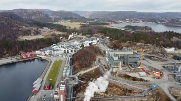 Healthcare Industriegebied Lindesnes Noorwegen Panoramisch Uitzicht Vanuit Lucht Met Enorme — Stockvideo