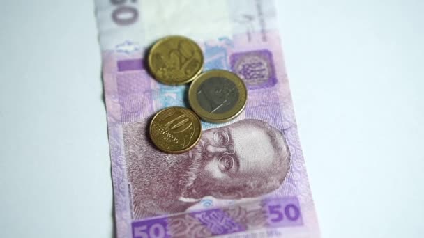 Ukrainian Hryvnia Euro Cents Exchange Rate War Ukraine — ストック動画