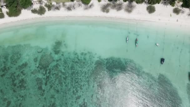 Drönarbild Vit Strandsand Blått Klart Havsvatten Fantastisk Utsikt Över Vacker — Stockvideo