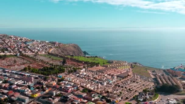 Luchtbaan Van Valparaso Begraafplaats Nummer Begraafplaats Graven Playa Ancha Hill — Stockvideo