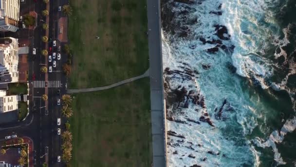 Seapoint Promenade Cape Town South Africa Aerial Top View People — Stock Video