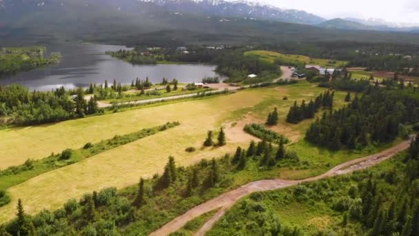 Drone Video Pegunungan Sekitar Otto Lake Dekat Healy Alaska Pada — Stok Video