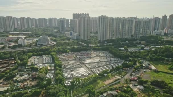 Grande Parcheggio Margini Della Zona Urbanizzata Tin Shui Wai Hong — Video Stock