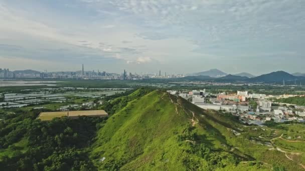 Berg Wetland Tin Shui Wai Hong Kong Tegenover Shenzhen China — Stockvideo