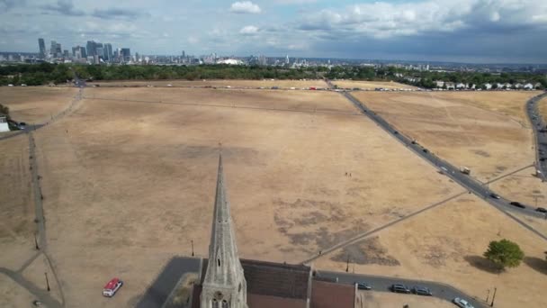 All Saints Church Blackheath London Drone Air View Summer Drought — стоковое видео