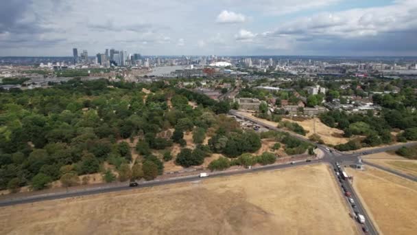 Blackheath London Britische Drohne Luftaufnahme Sommer Dürre Londoner Skyline Hintergrund — Stockvideo