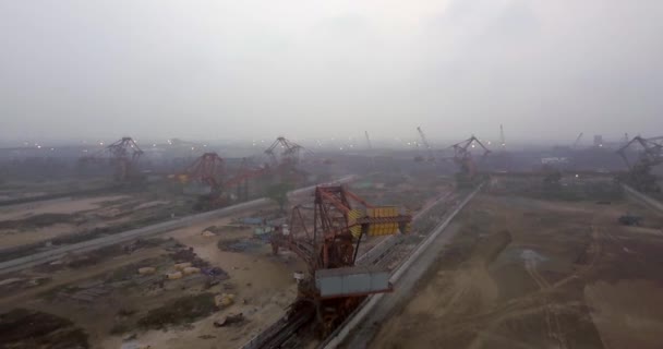 Stacker Reclaimers Paradip Port Coal Storage India Penarikan Udara Mundur — Stok Video