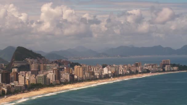 Rio Janeiro Brazil Coast Pan Reveal Slums Favela Mountainside Concept — Stock Video