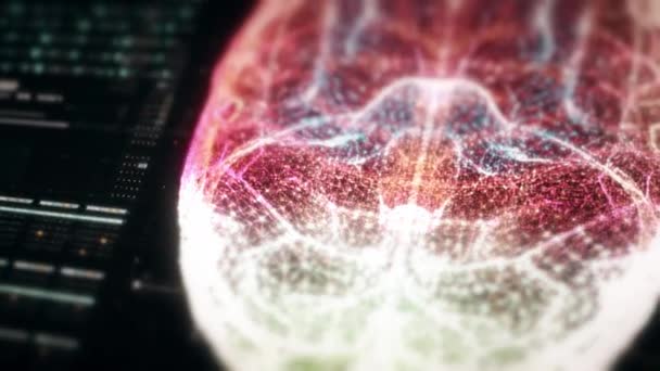 Futurystyczny Wyświetlacz Głowy Wirtualnej Holograficznej Biomedycznej Patologii Neuronu Mózgu Skanowania — Wideo stockowe