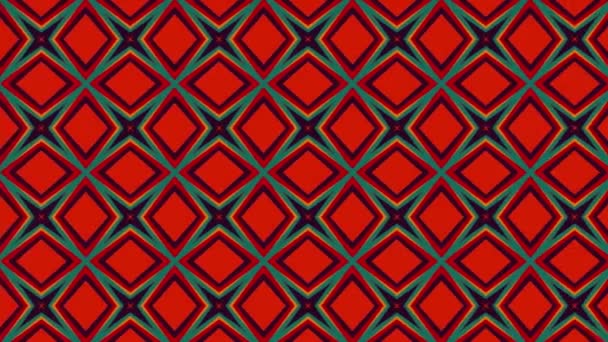 Repetir Patrones Simétricos Animación Colores Rojos Panorámica Fondo Abstracto — Vídeo de stock
